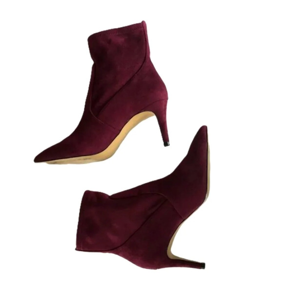 Expression Ankle Boots Suede Wine Color Heel Pull-on Chic Casual Sz  7 US - Picture 3 of 10